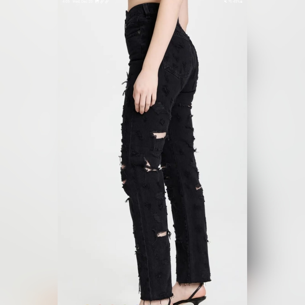 AGOLDE - Criss Cross Straight Jeans black high rise, straight leg, ripped, US 24